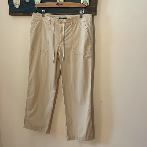 Lauren Ralph Lauren Light Cream Beige Khaki Straight Leg Ankle Pants Size 10 - Picture 4 of 15